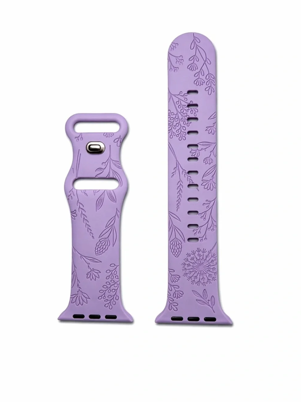 Silicone Floral Apple Watch Band - Lavender, Blue, Mauve